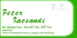 peter kacsandi business card